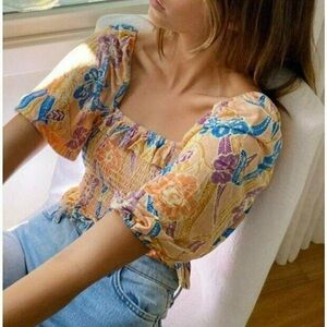 Urban Outfitters Sara Smocked Ruffle Blouse Women’s size XS.